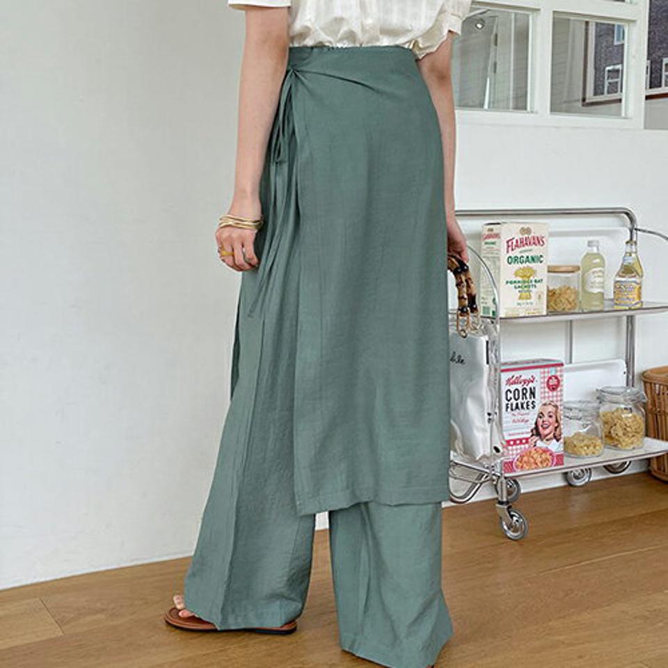 リンクルラップパンツ・全3色・t65576 レディース 【pt】 パンツ ズボン ロングパンツ リンクル ラップデザイン ラップパンツ 単色 無地 シンプル ユニーク カジュアル 春 夏 韓国 ファッション