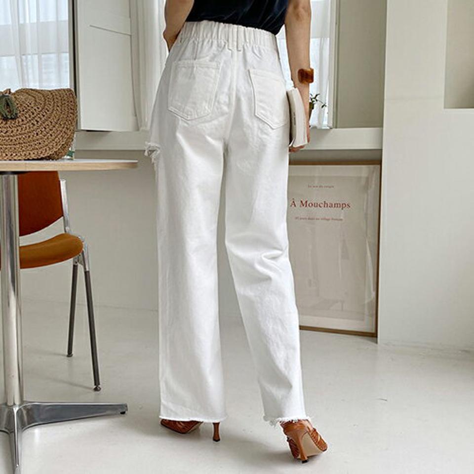 スリットワイドパンツ・全1色・t62393 レディース 【pt】 パンツ ズボン ロングパンツ ワイド スリット ダメージ シンプル カジュアル 切りっぱなし カットアウト ラフ 春 夏 秋 韓国 ファッション