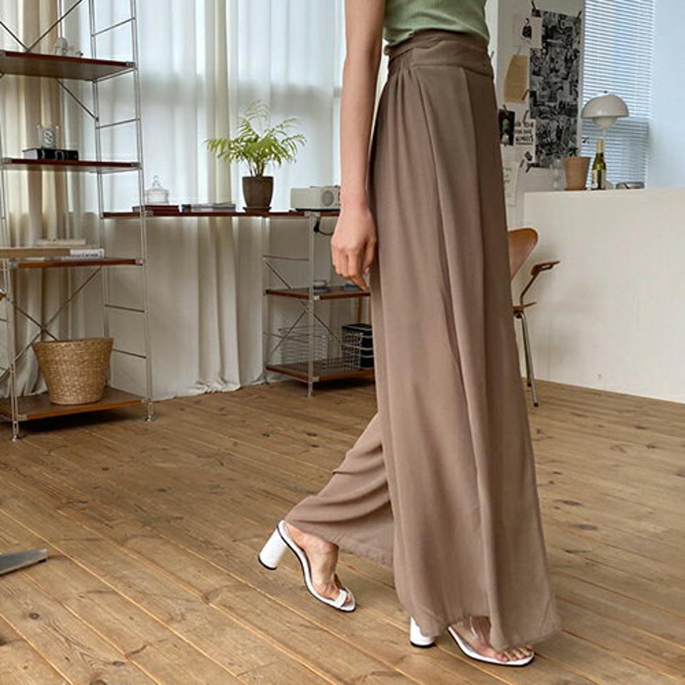 【只今10%OFF】スリットワイドラップパンツ・全3色・b65396 レディース 【pt】 パンツ ズボン ロングパンツ ラップデザイン ワイド スリット 単色 無地 ウエストゴム シフォン カジュアル ラフ 春 夏 韓国 ファッション