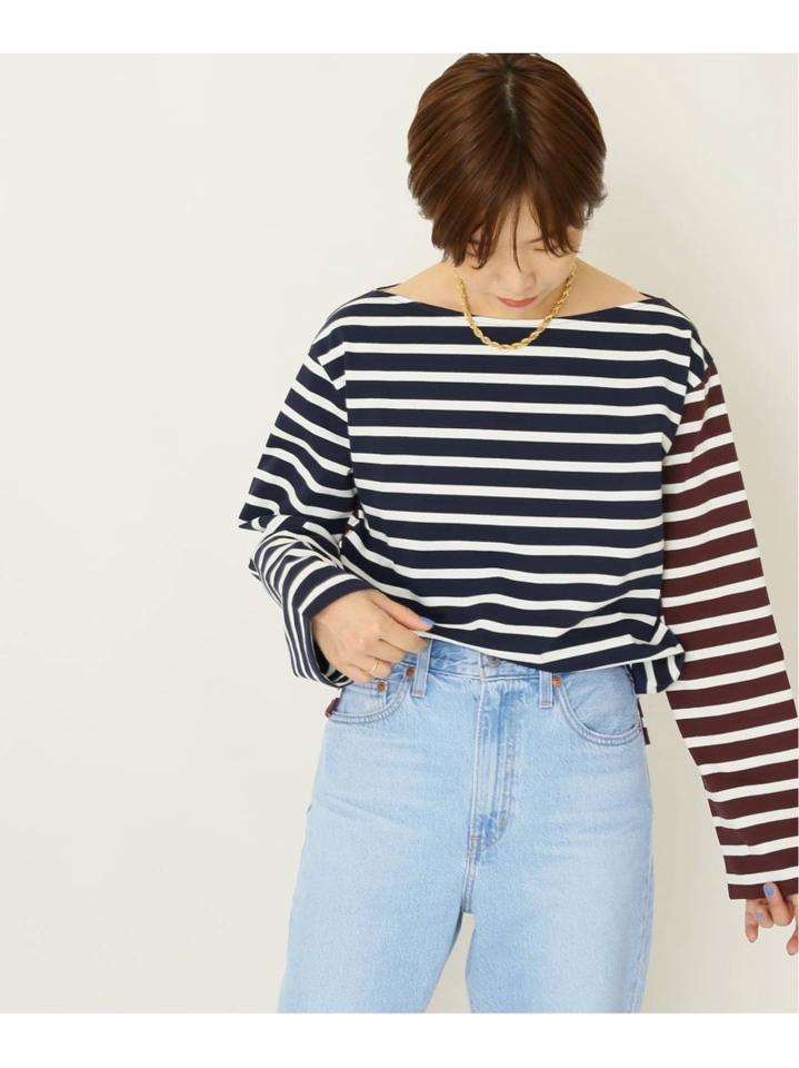 【INSCRIRE /アンスクリア】 BORDER LONG SLEEVE TEE:別注カットソー◆（JOURNAL STANDARD L'ESSAGE）