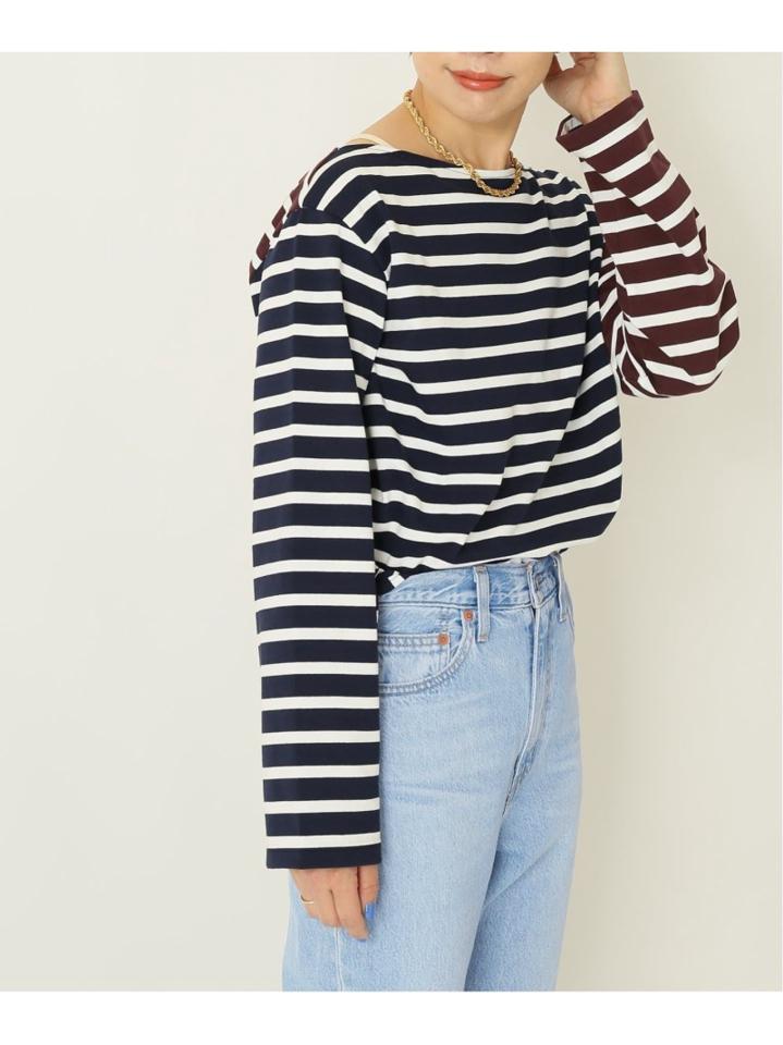 【INSCRIRE /アンスクリア】 BORDER LONG SLEEVE TEE:別注カットソー◆（JOURNAL STANDARD L'ESSAGE）