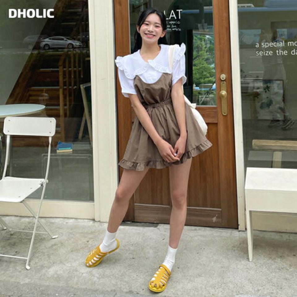 フリルショートオールインワン・全4色・t00191 レディース 【pt】 オールインワン パンツ ズボン ショートパンツ フリル スリーブレス ノースリーブ キャミソール 単色 シンプル かわいい 可愛い 春 夏 韓国 ファッション NIJU