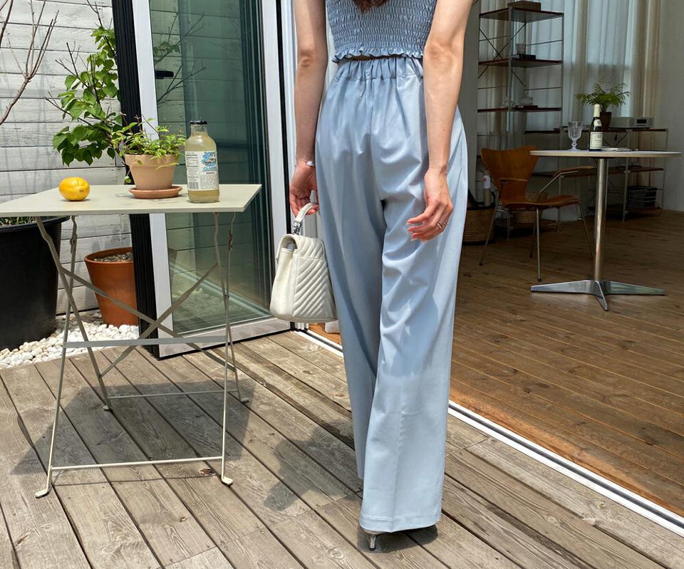 【全品10%OFF】ストレートスラックスパンツ・全3色・t64191 レディース 【pt】【スラックス パンツ ズボン ロングパンツ ストレート 単色 無地 シンプル きれいめ ハイウエスト 水色 春 夏 韓国 ファッション】