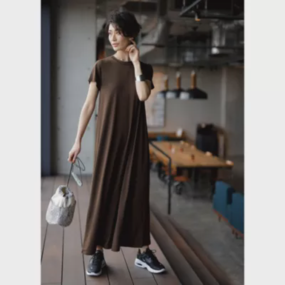 【洗える】カップ付バックドレープワンピース