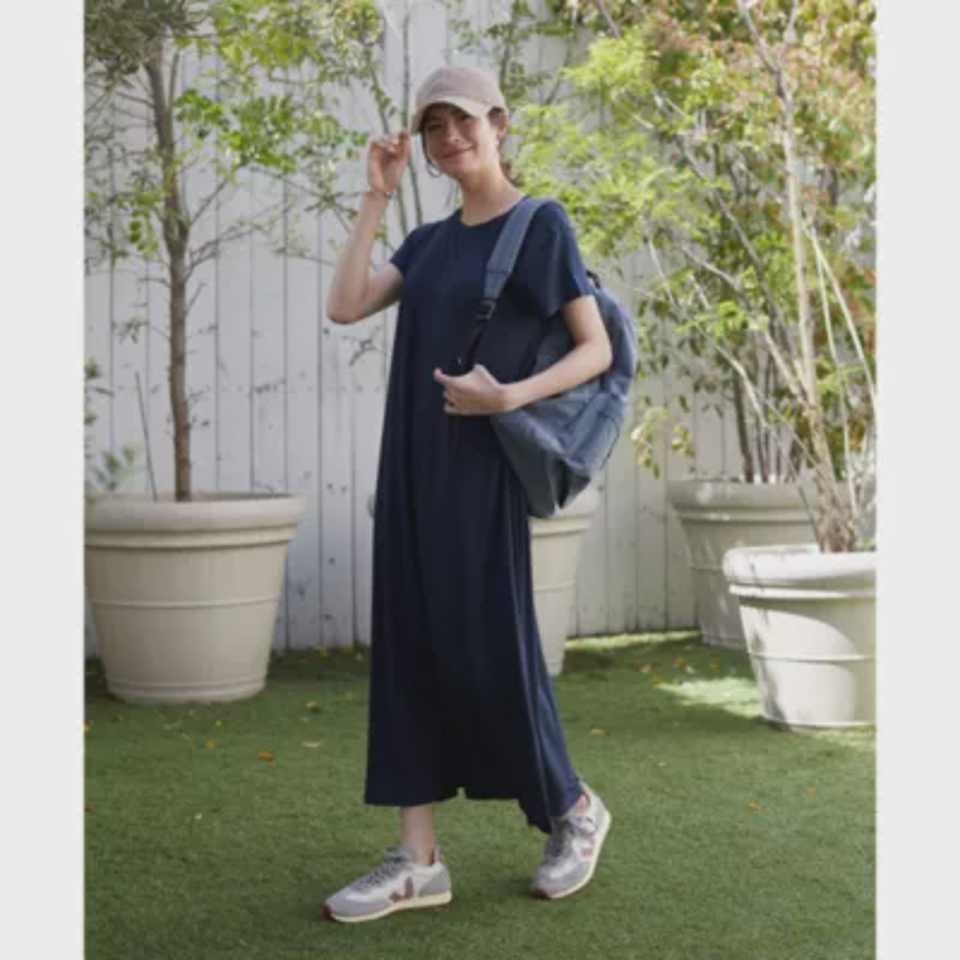 【洗える】カップ付バックドレープワンピース