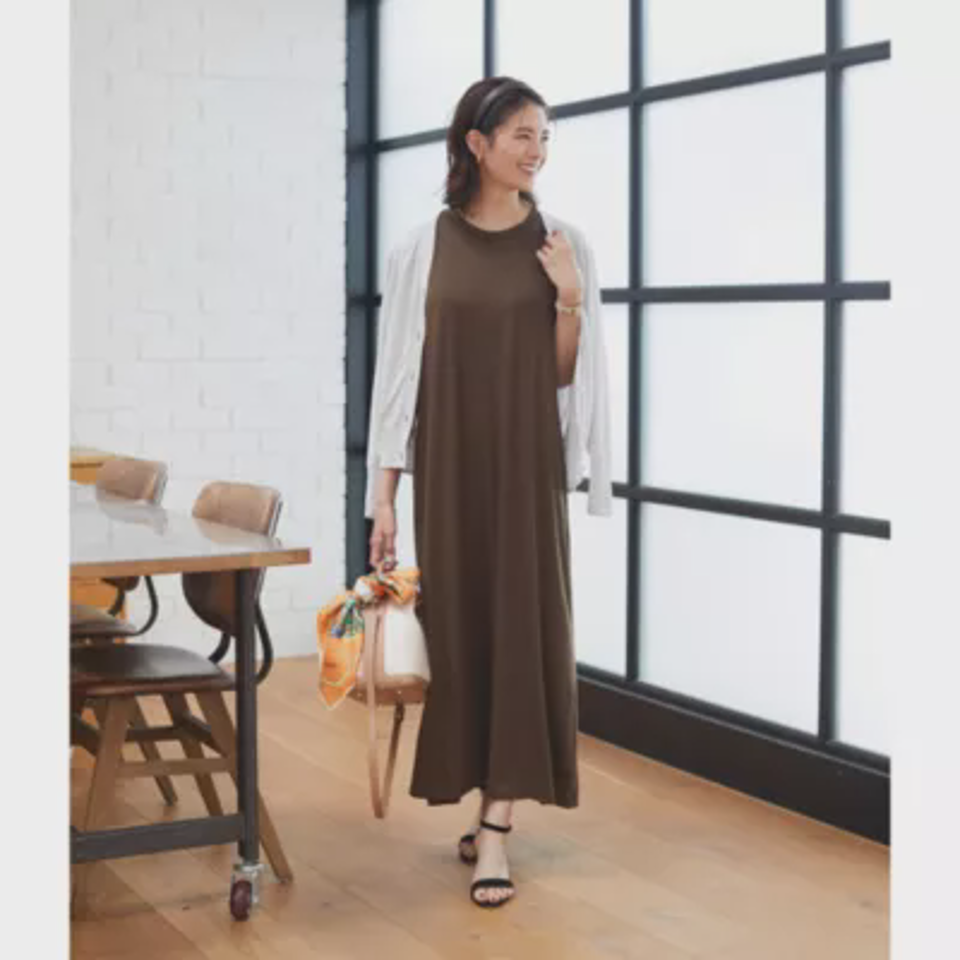 【洗える】カップ付バックドレープワンピース