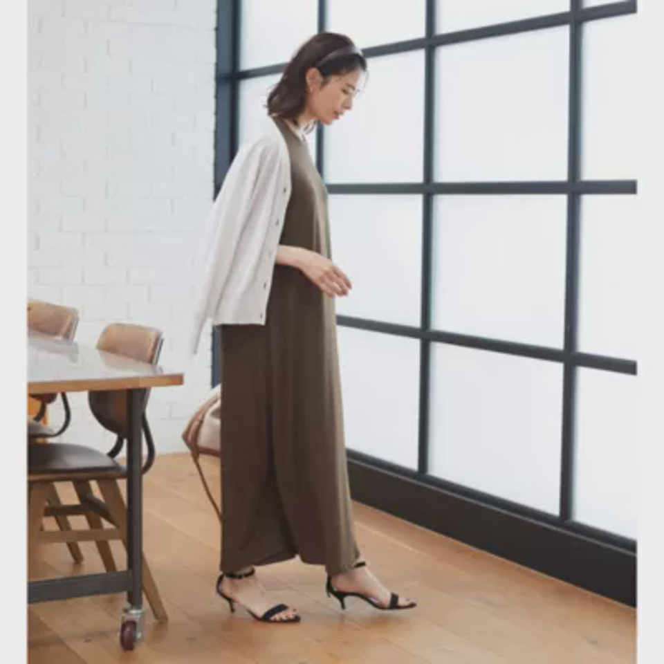 【洗える】カップ付バックドレープワンピース