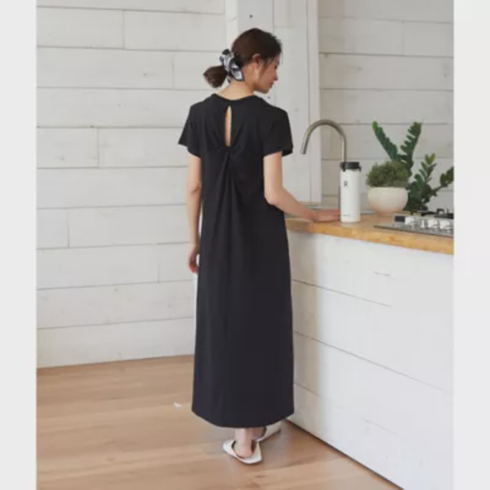 【洗える】カップ付バックドレープワンピース
