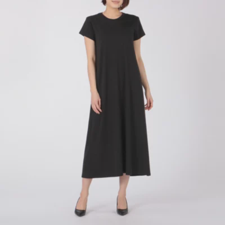 【洗える】カップ付バックドレープワンピース