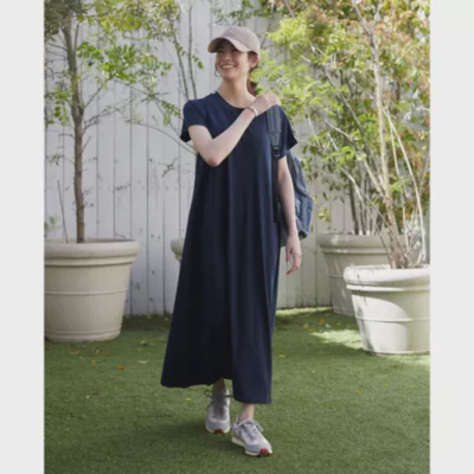 【洗える】カップ付バックドレープワンピース