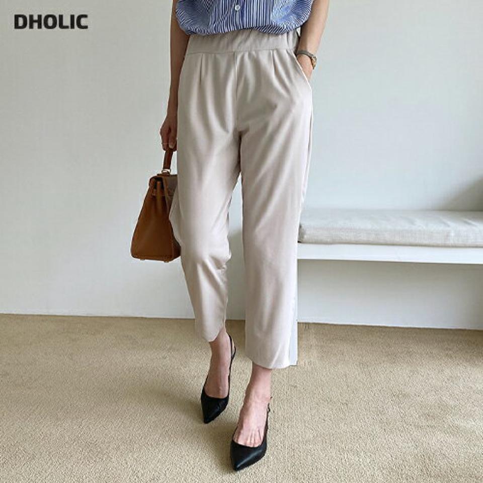 【全品10%OFF】ウエストゴムスリムパンツ・全3色・b69240 レディース 【pt】【パンツ ズボン ロングパンツ クロップド丈 ウエストゴム 単色 無地 シンプル ベーシック 大人 きれいめ 春 夏 韓国 ファッション】【ハイホリHIHOLLI】