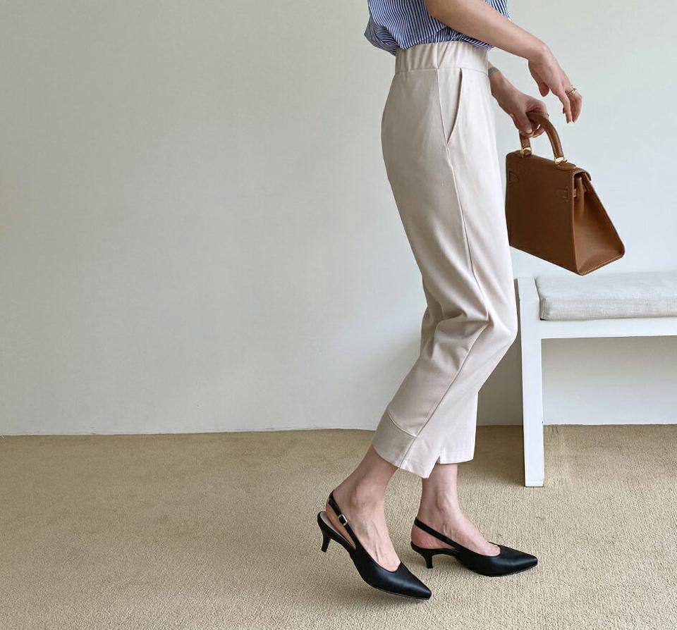 【全品10%OFF】ウエストゴムスリムパンツ・全3色・b69240 レディース 【pt】【パンツ ズボン ロングパンツ クロップド丈 ウエストゴム 単色 無地 シンプル ベーシック 大人 きれいめ 春 夏 韓国 ファッション】【ハイホリHIHOLLI】