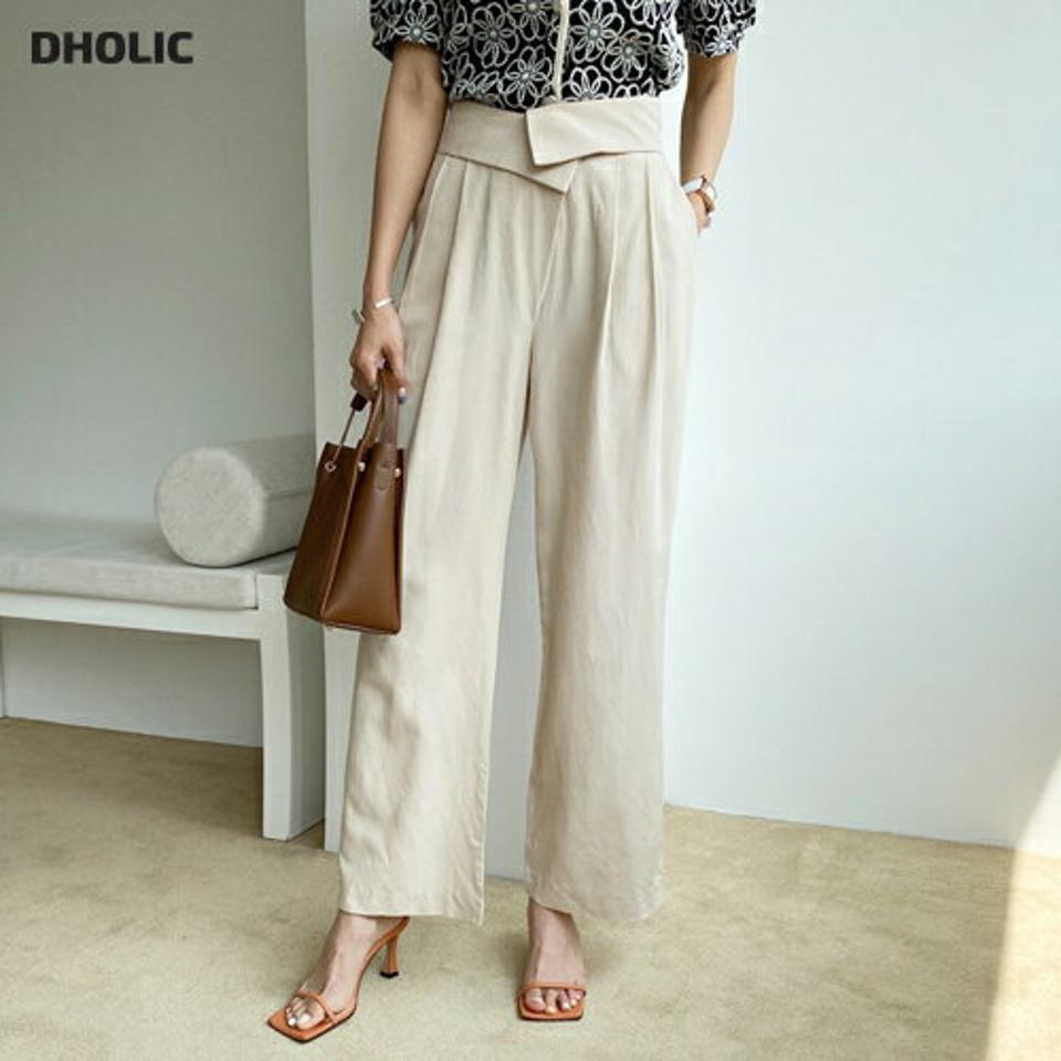 ウエストディテールワイドパンツ・全2色・t69241 レディース 【pt】 パンツ ズボン ロングパンツ ワイド 単色 無地 シンプル 大人 カジュアル ラフ 春 夏 韓国 ファッション ハイホリHIHOLLI
