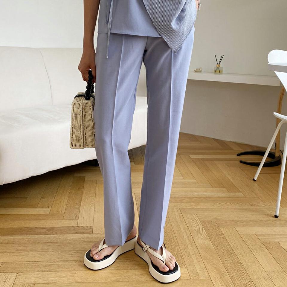 【新作10%OFF】ストレートスラックス・全2色・t64511 レディース 【pt】【スラックス パンツ ズボン ロングパンツ ストレート 単色 無地 シンプル ベーシック 大人 オフィスカジュアル きれいめ 春 夏 韓国 ファッション】【NIJU】