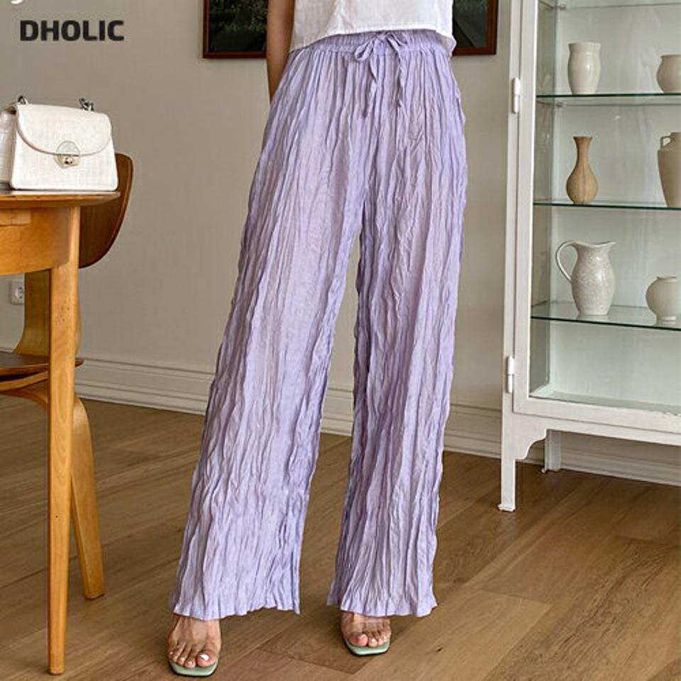 リネン混リンクルパンツ・全5色・t62425 レディース 【pt】 パンツ ズボン ロングパンツ リンクル リネン 単色 シンプル ウエストゴム ラフ カジュアル パステル 春 夏 韓国 ファッション