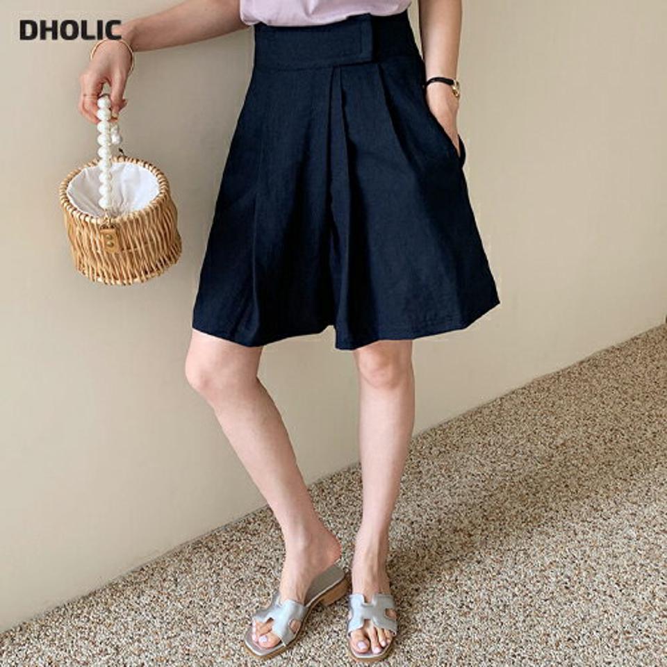 【新作10%OFF】ベルクロハーフパンツ・全3色・t69261 レディース 【pt】【パンツ ズボン ハーフパンツ 半ズボン ベルクロ 単色 無地 シンプル 大人 リネン カジュアル ラフ タック 春 夏 韓国 ファッション】【ハイホリHIHOLLI】