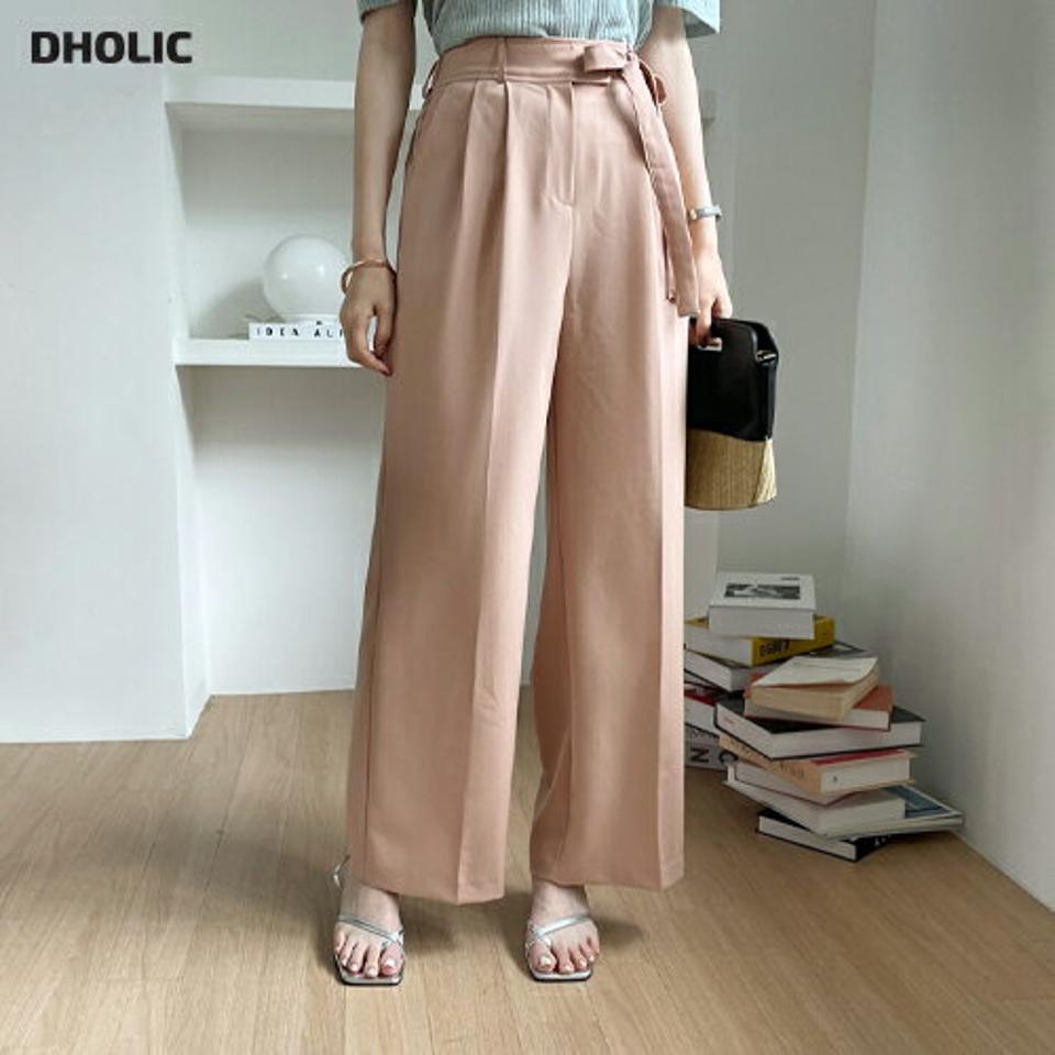 サイドリボンスラックス・全3色・t69258 レディース 【pt】 スラックス パンツ ズボン ロングパンツ りぼん 単色 無地 シンプル 大人 カジュアル 春 夏 秋 韓国 ファッション ハイホリHIHOLLI