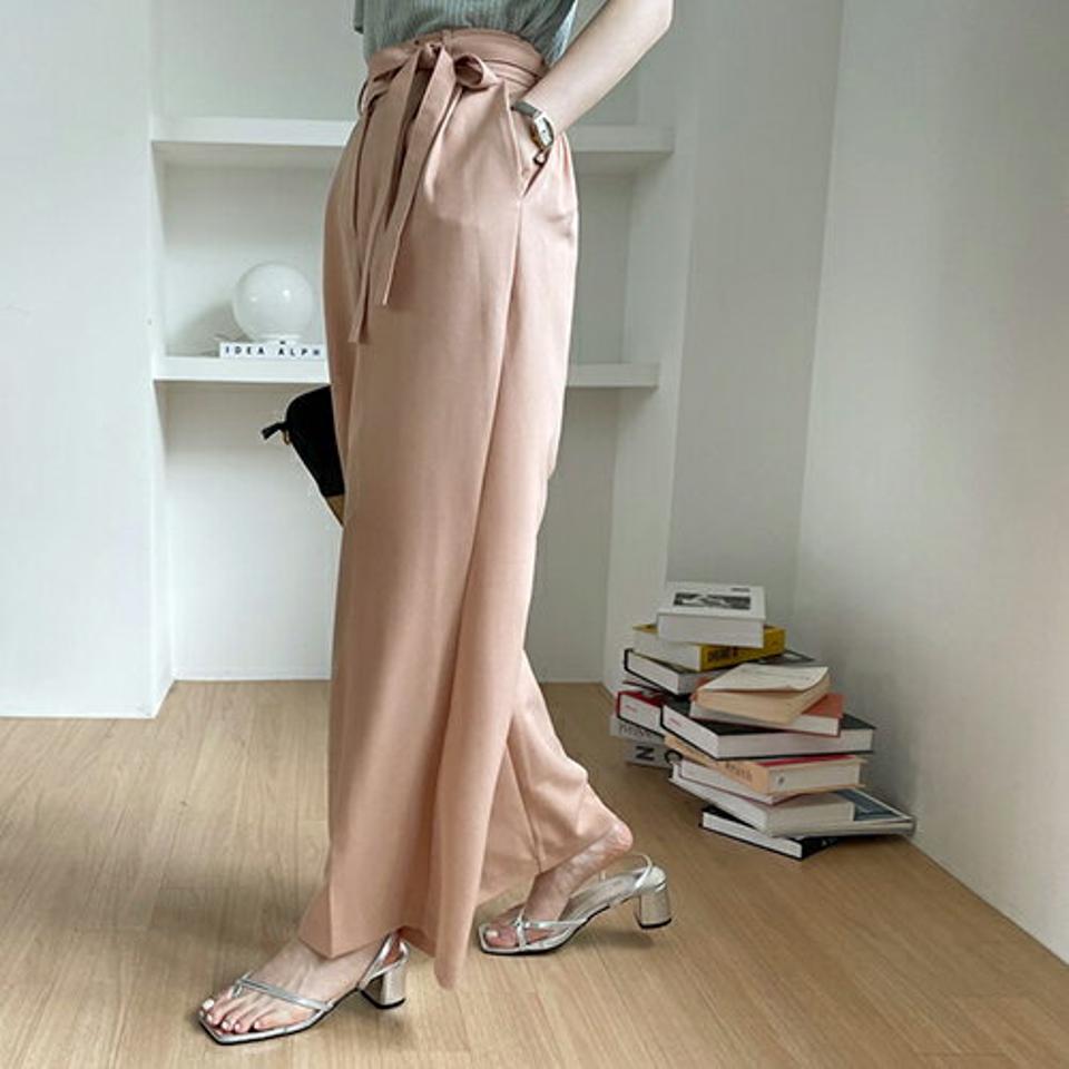 サイドリボンスラックス・全3色・t69258 レディース 【pt】 スラックス パンツ ズボン ロングパンツ りぼん 単色 無地 シンプル 大人 カジュアル 春 夏 秋 韓国 ファッション ハイホリHIHOLLI