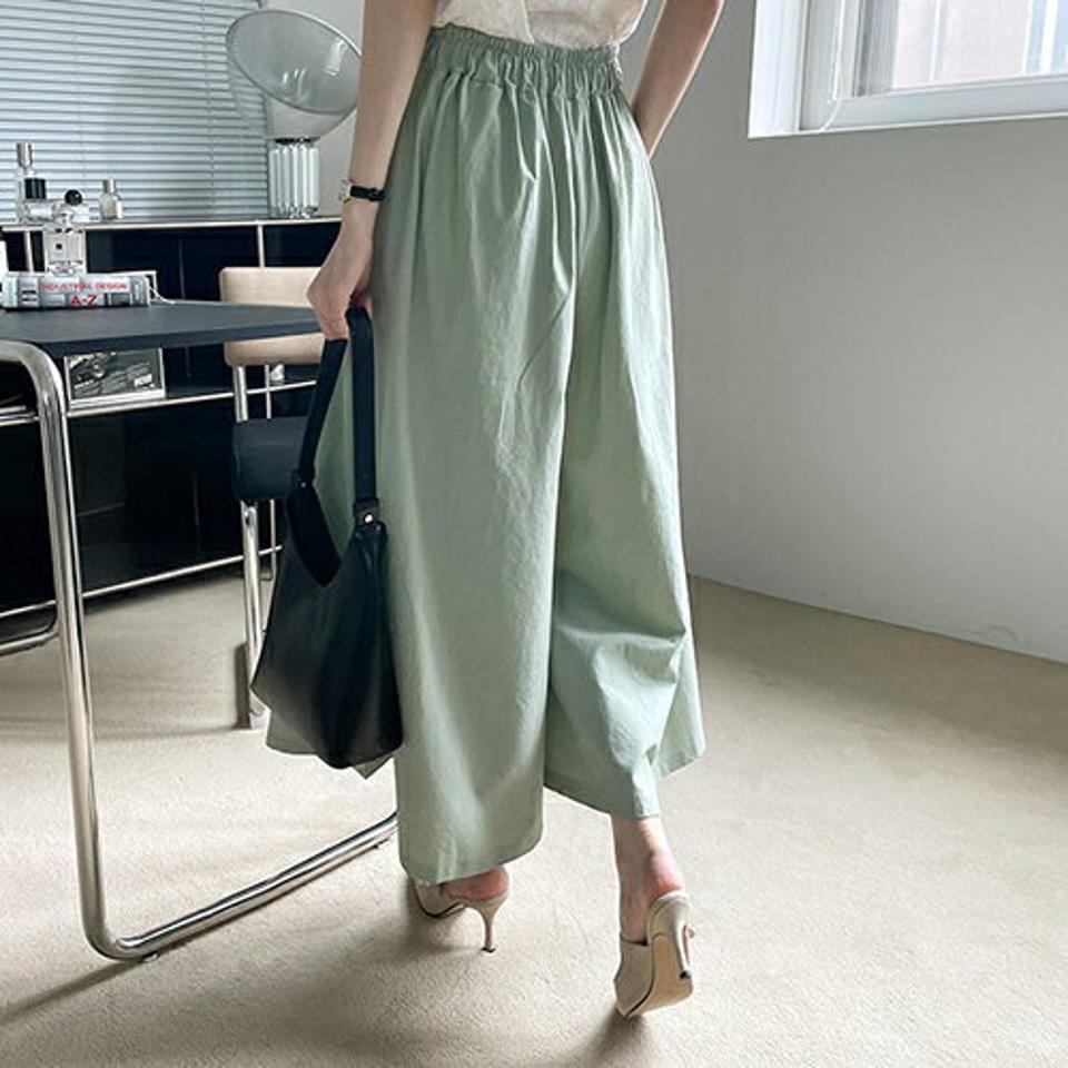 ウエストゴムワイドパンツ・全4色・t69263 レディース 【pt】 パンツ ズボン ロングパンツ ワイドパンツ スカンツ 単色 無地 シンプル カジュアル ラフ ウエストゴム 春 夏 韓国 ファッション ハイホリHIHOLLI