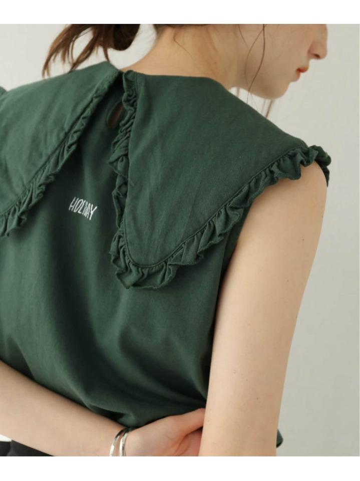 【HOLIDAY/ホリデー】SUPER FINE DRY PURITAN COLLAR BL:カットソー