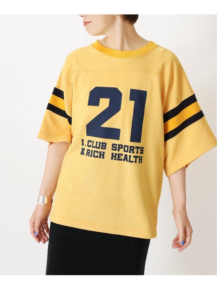 【INSCRIRE /アンスクリア】 Pigment Print Football Tee:カットソー◆（JOURNAL STANDARD L'ESSAGE）