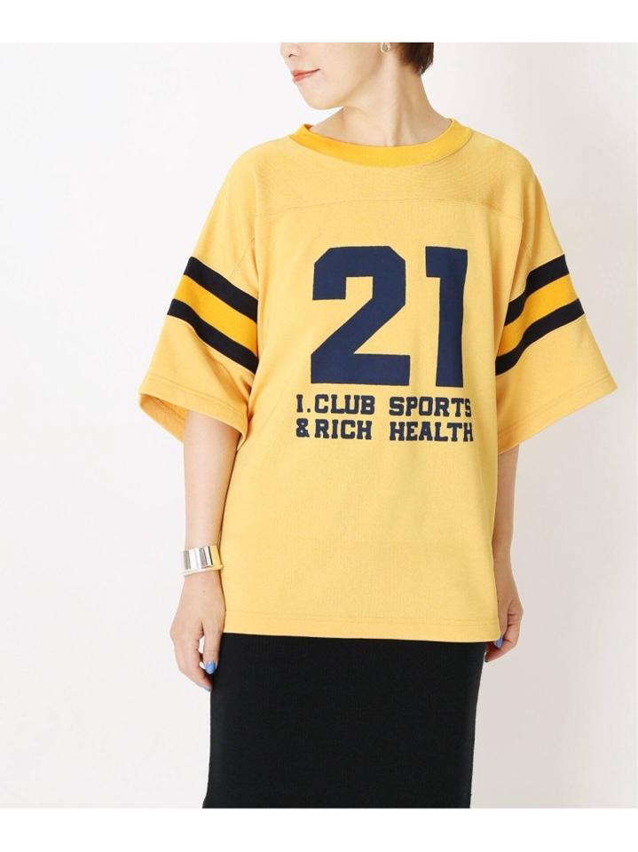 【INSCRIRE /アンスクリア】 Pigment Print Football Tee:カットソー◆（JOURNAL STANDARD L'ESSAGE）