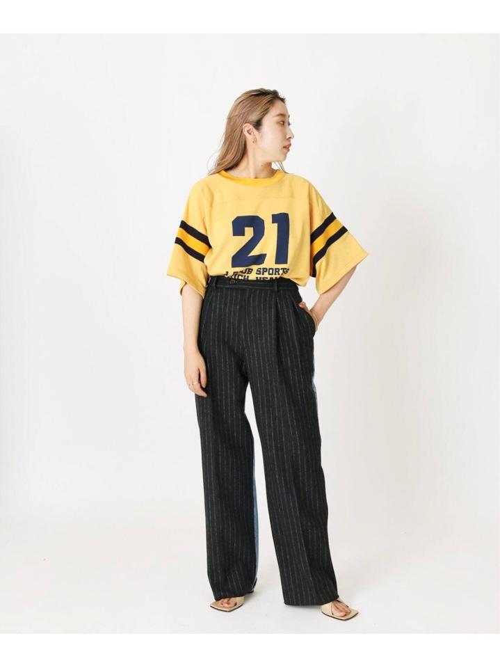 【INSCRIRE /アンスクリア】 Pigment Print Football Tee:カットソー◆（JOURNAL STANDARD L'ESSAGE）