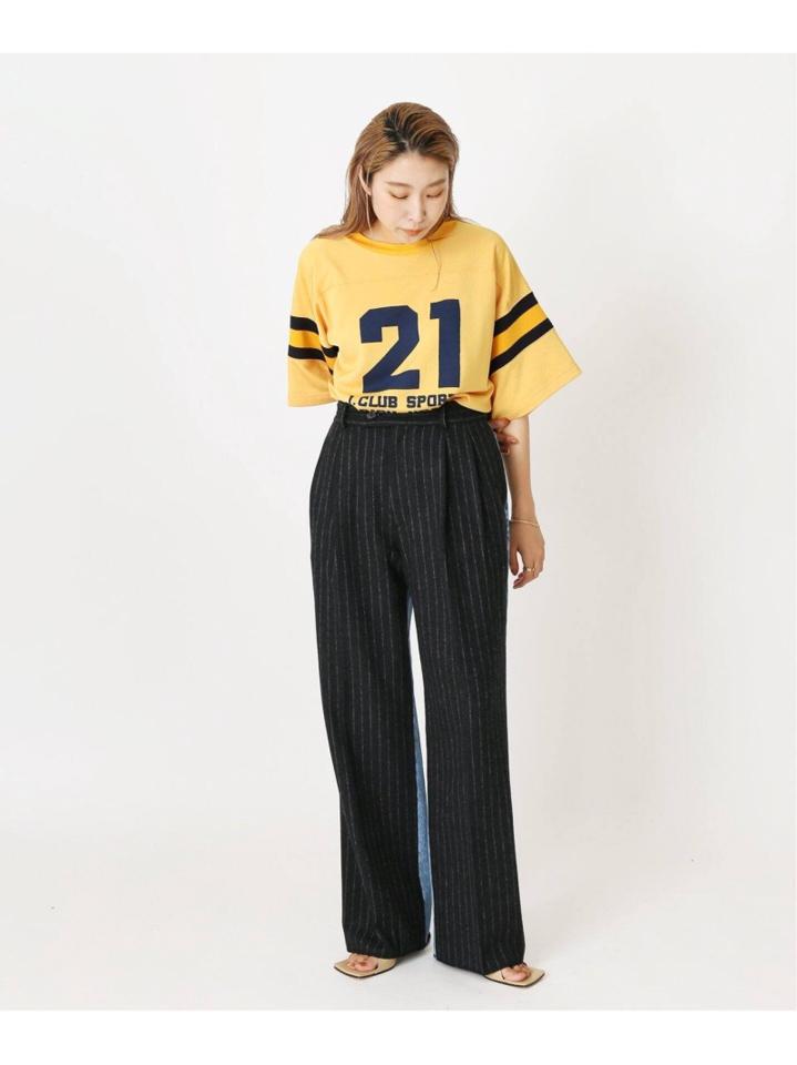 【INSCRIRE /アンスクリア】 Pigment Print Football Tee:カットソー◆（JOURNAL STANDARD L'ESSAGE）