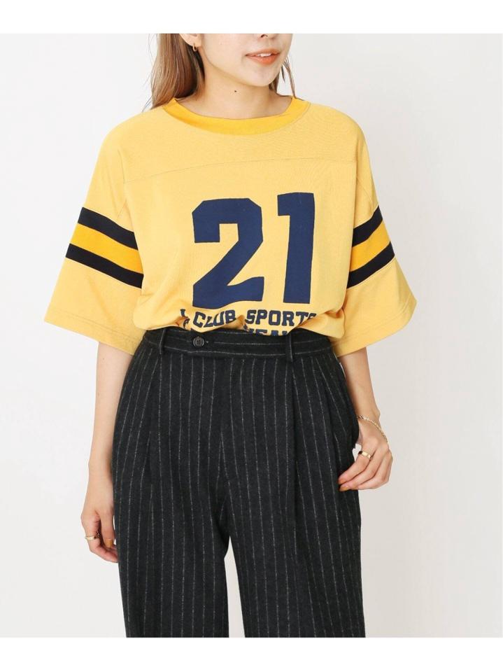 【INSCRIRE /アンスクリア】 Pigment Print Football Tee:カットソー◆（JOURNAL STANDARD L'ESSAGE）