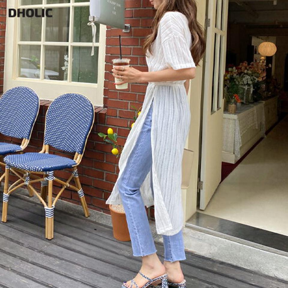 ストラップ付ロングTシャツ・全3色・t64247 レディース 【tops】 韓国 ファッション トップス Tシャツ ロングTシャツ ロンT シアー シースルー 透ける 透け感 半袖 ハーフスリーブ 5分袖 五分袖 ラウンドネック カットソー 無地 体型カバー カジュアル 夏