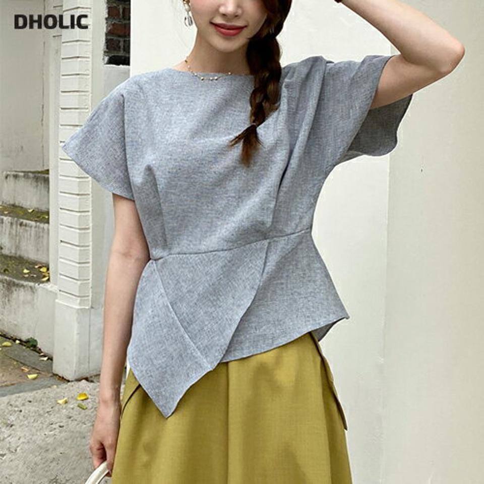 タックショートスリーブブラウス・全2色・b69423 レディース 【bl】トップス ブラウス 半袖 タック ショートスリーブ ナチュラル シンプル 大人 上品 春 夏 韓国 ファッション ハイホリHIHOLLI