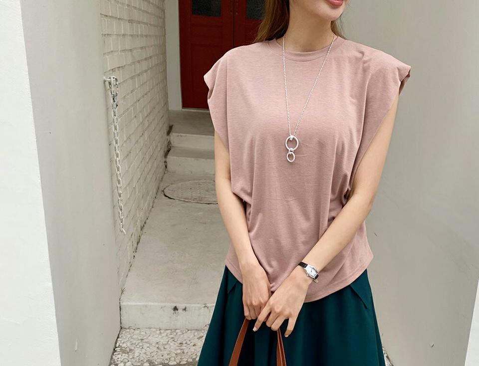 ラウンドギャザーTシャツ・全5色・t69287 レディース 【tops】トップス Tシャツ ギャザー フレンチスリーブ ショートスリーブ 単色 無地 シンプル ベーシック カジュアル ラフ 春 夏 韓国 ファッション ハイホリHIHOLLI