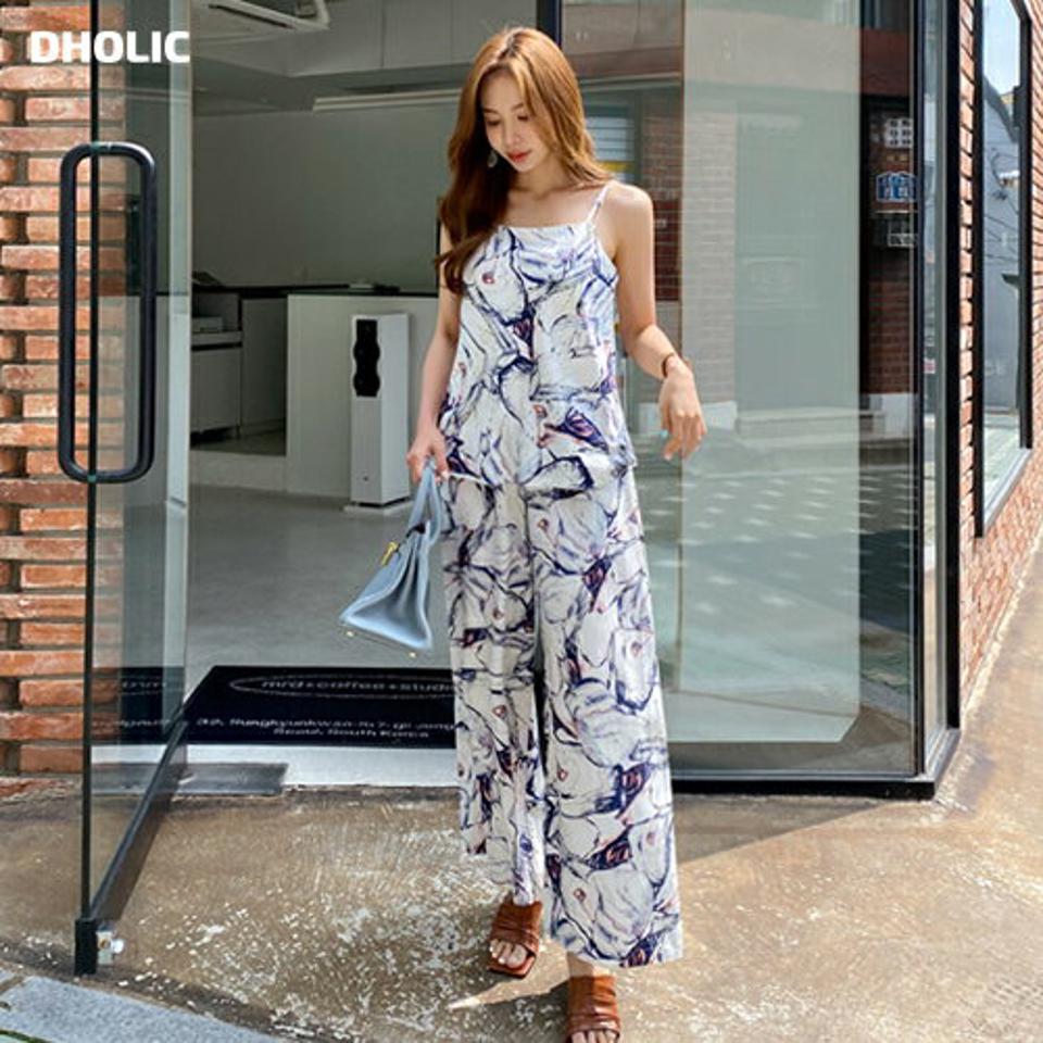 【送料無料】パターンスリーブレス&パンツSET・全2色・b69296 レディース 【pt】セットアップ setup トップス スリーブレス ノースリーブ キャミソール パンツ ズボン ロングパンツ 総柄 リゾート 春 夏 韓国 ファッション ハイホリHIHOLLI