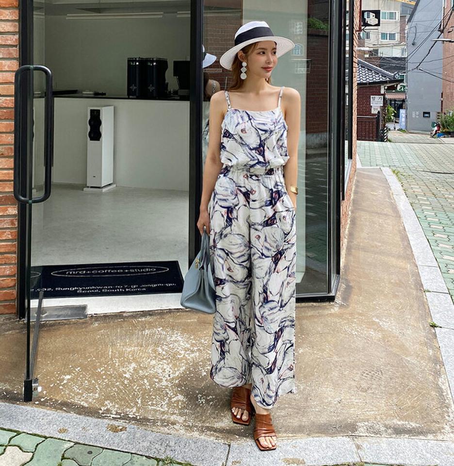 【送料無料】パターンスリーブレス&パンツSET・全2色・b69296 レディース 【pt】セットアップ setup トップス スリーブレス ノースリーブ キャミソール パンツ ズボン ロングパンツ 総柄 リゾート 春 夏 韓国 ファッション ハイホリHIHOLLI