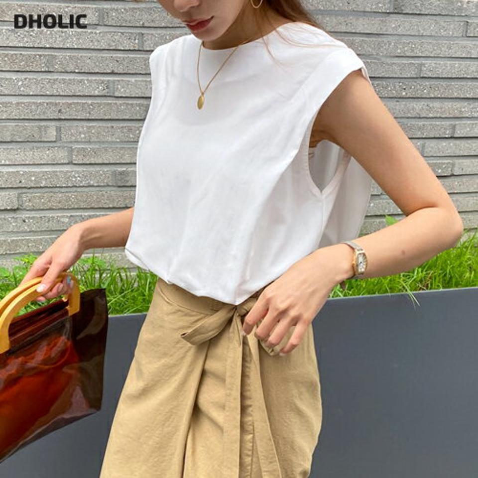 【マラソン特価】バックボタンブラウス・全3色・b69322 レディース 【bl】トップス ブラウス スリーブレス ノースリーブ 単色 無地 シンプル ベーシック 大人 カジュアル ラフ 春 夏 韓国ファッション ハイホリHIHOLLI