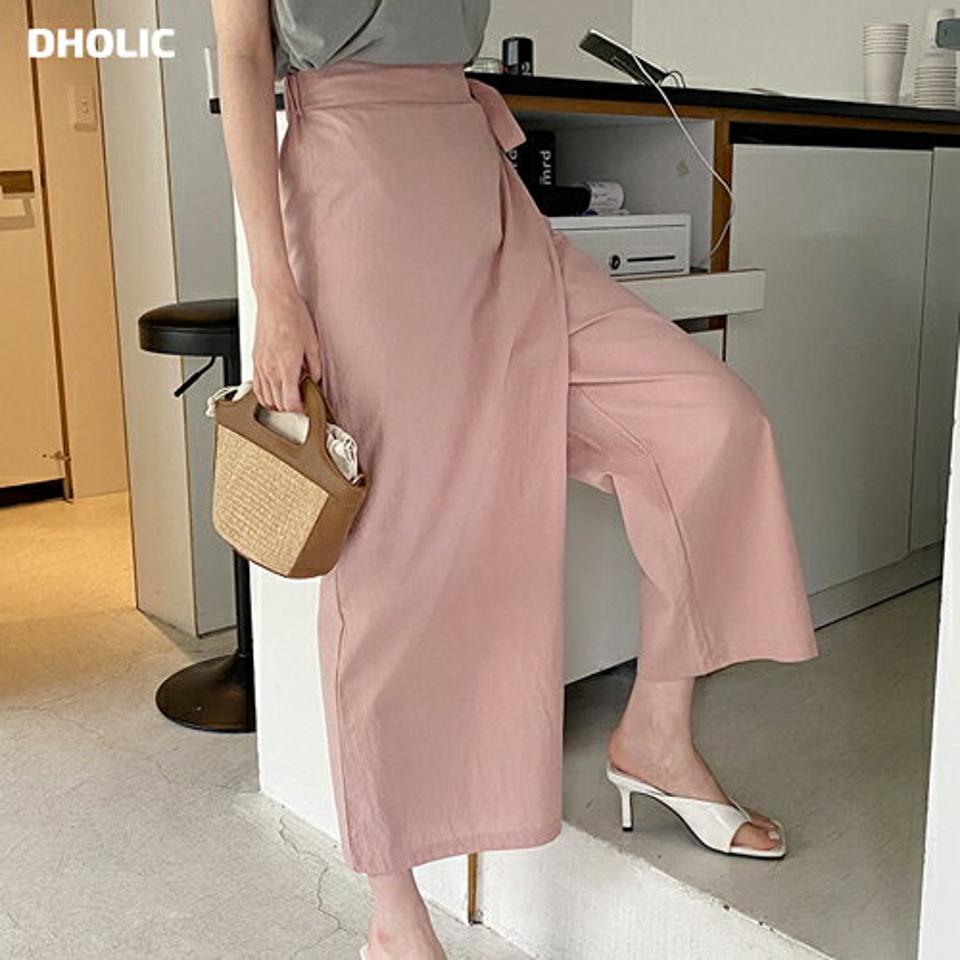 ワイドラップパンツ・全4色・t69311 レディース 【pt】パンツ ズボン ロングパンツ ワイド ラップデザイン ラップパンツ 単色 無地 シンプル カジュアル 春 夏 韓国 ファッション ハイホリHIHOLLI