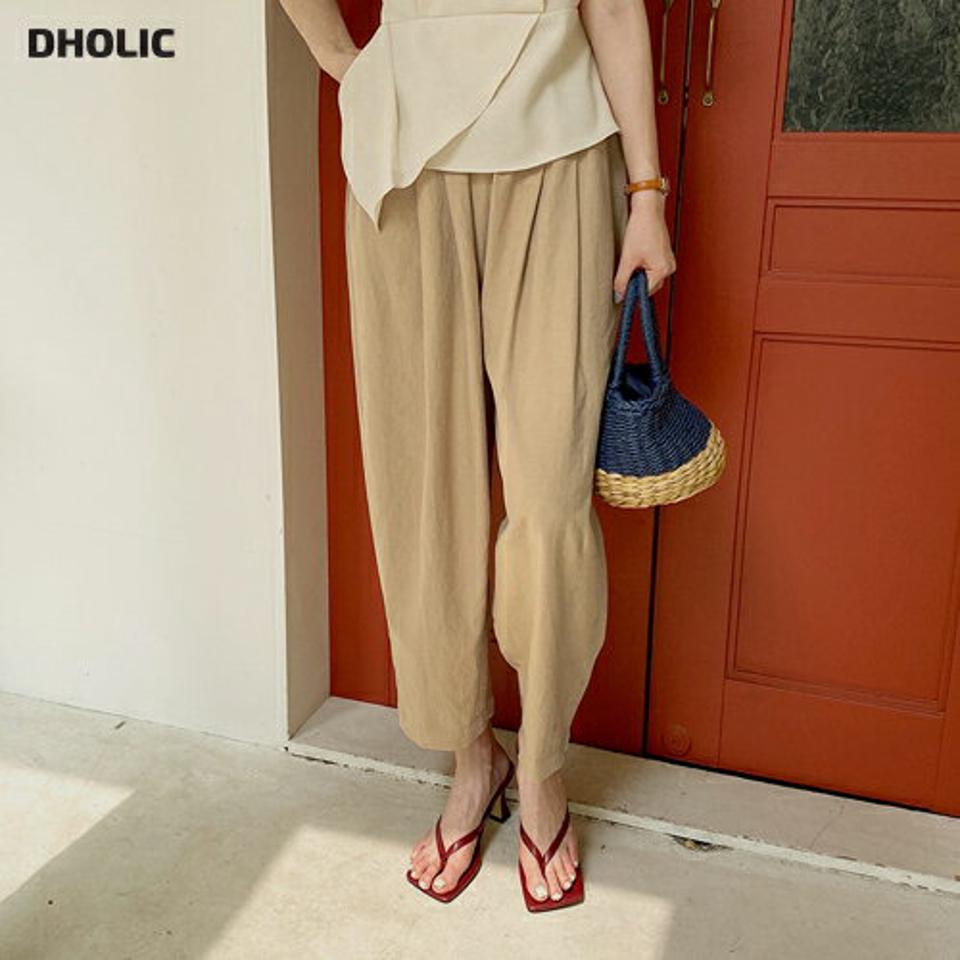リネン混クロップドパンツ・全3色・b69329 レディース 【pt】パンツ ズボン ロングパンツ クロップド丈 リネン 単色 無地 シンプル ベーシック 大人 カジュアル ウエストゴム 春 夏 韓国 ファッション ハイホリHIHOLLI