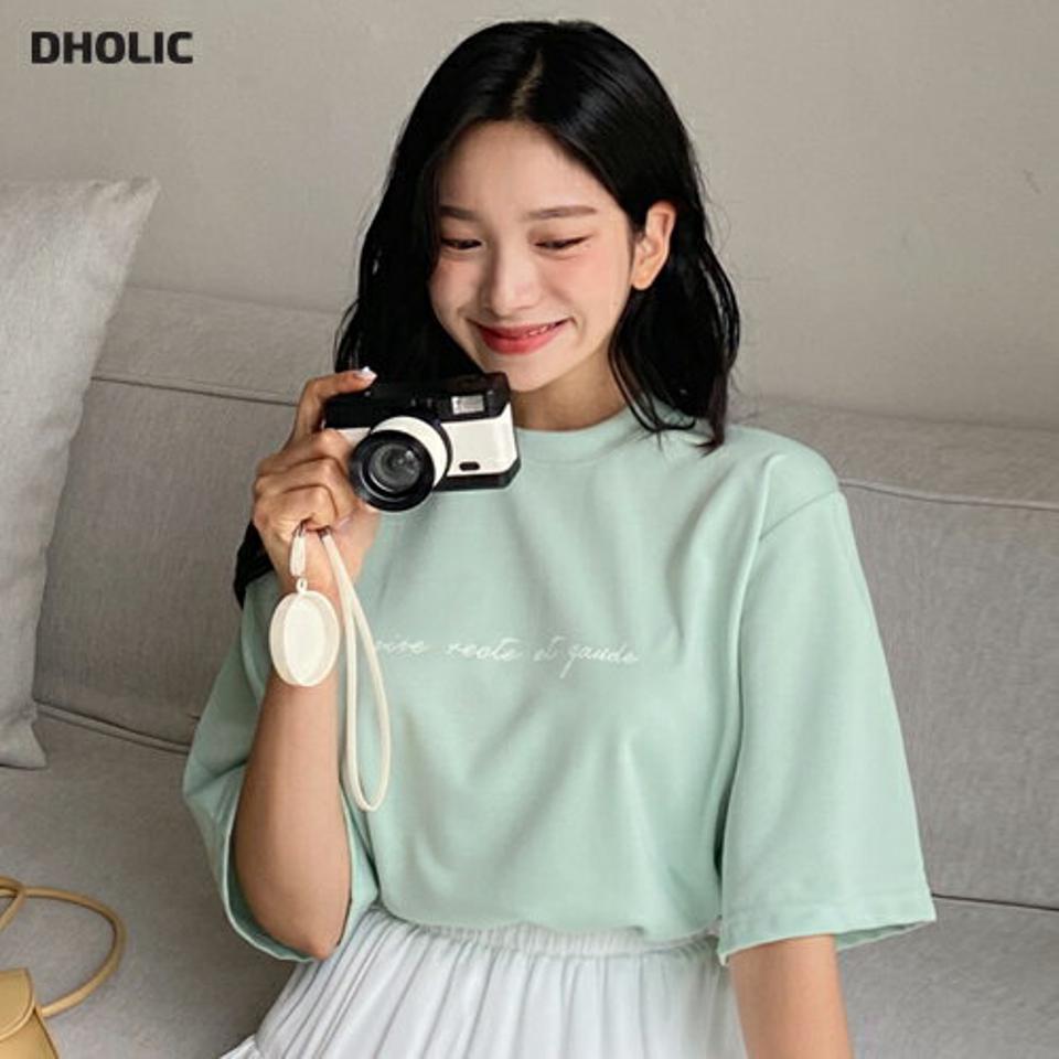 レタリング半袖Tシャツ・全6色・n00243 レディース 【tops】韓国 ファッション トップス Tシャツ 半袖 ラウンドネック ハーフスリーブ 細身 カジュアル 体型カーバー ガーリー かわいい シンプル 春 夏 NIJU
