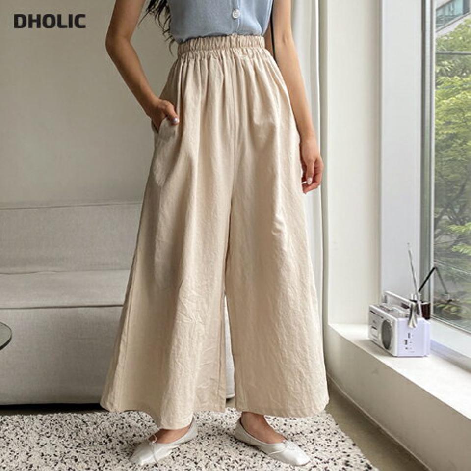 リネン混ウエストゴムパンツ・全3色・b00260 レディース 【pt】韓国 ファッション ボトムス パンツ ロング ロングパンツ リネン カジュアル ストレート スリム 細身 体型カーバー 10分丈 十分丈 ワイド ゴム 足長 春 夏 NIJU