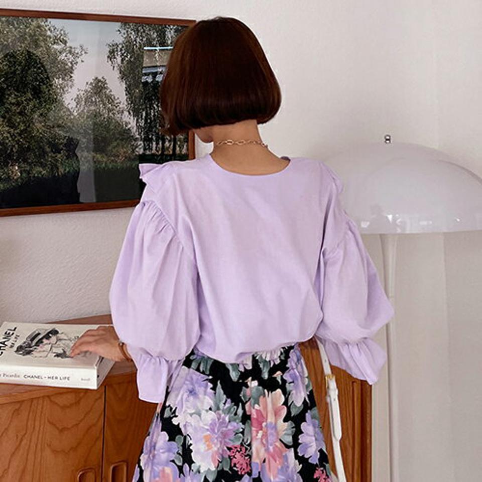 Vネックフリルブラウス・全3色・t57727 レディース 【bl】トップス ブラウス 七分丈 七分袖 7分丈 7分袖 半端丈 Vネック フリル シンプル ガーリー 可愛い かわいい 春 夏 秋 韓国 ファッション