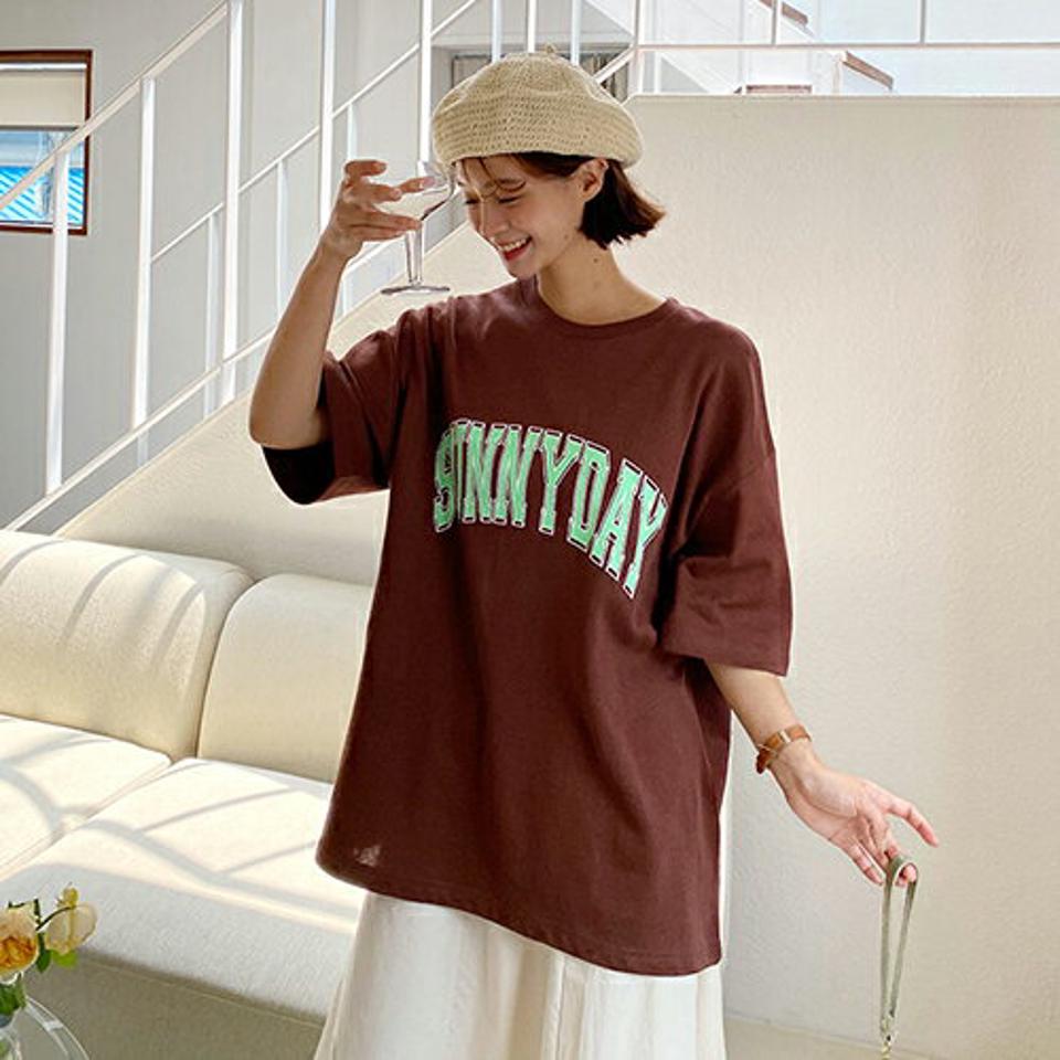 ロゴルーズTシャツ・全7色・a57723 レディース 【tops】トップス Tシャツ 半袖 ハーフスリーブ ロゴ カジュアル スポーティー ラフ ゆったり 春 夏 韓国 ファッション