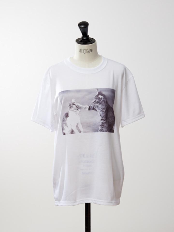 【9-22】フォトプリントTシャツ ネコ 自転車 一輪挿し【予約】