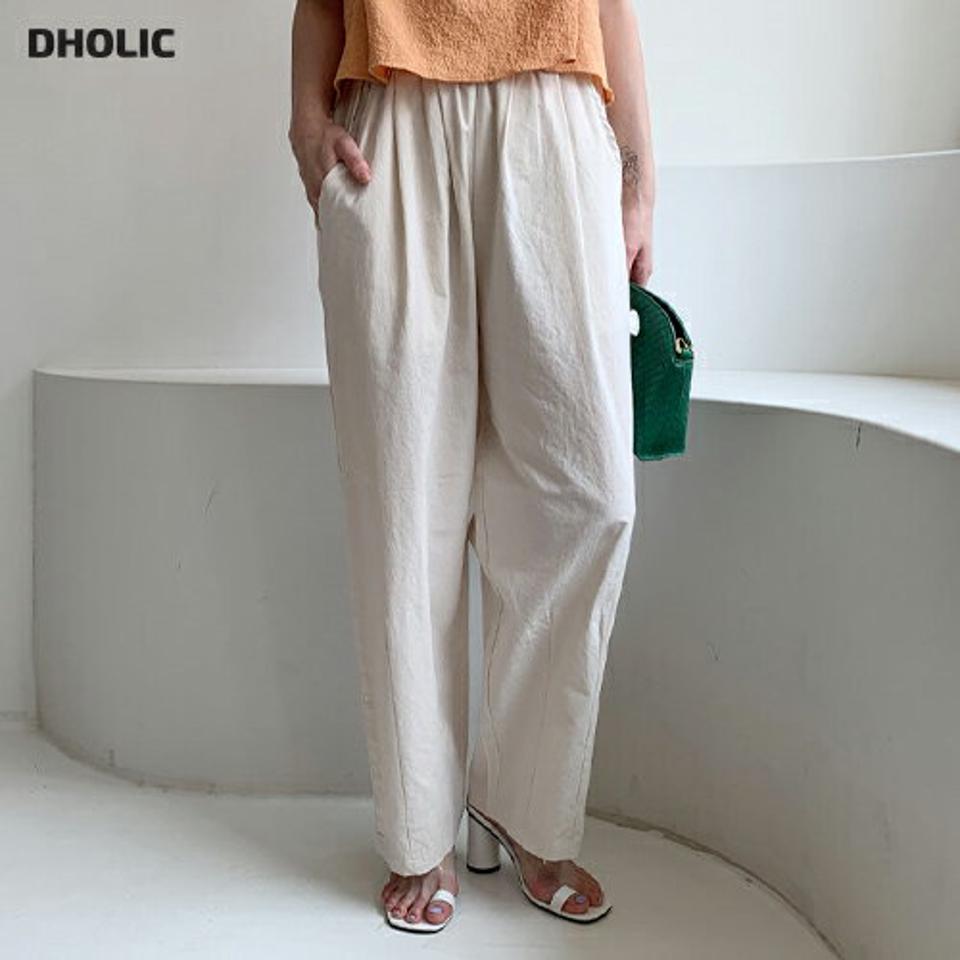 タックワイドパンツ・全3色・t62470 レディース 【pt】韓国ファッション ボトムス ロング ロングパンツ デイリー ワイド 足長 ゴム 大人 10分丈 細身 カジュアル 夏 春