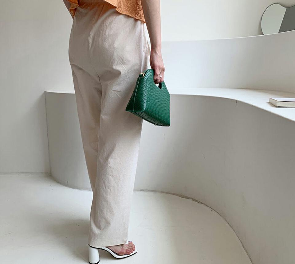 タックワイドパンツ・全3色・t62470 レディース 【pt】韓国ファッション ボトムス ロング ロングパンツ デイリー ワイド 足長 ゴム 大人 10分丈 細身 カジュアル 夏 春