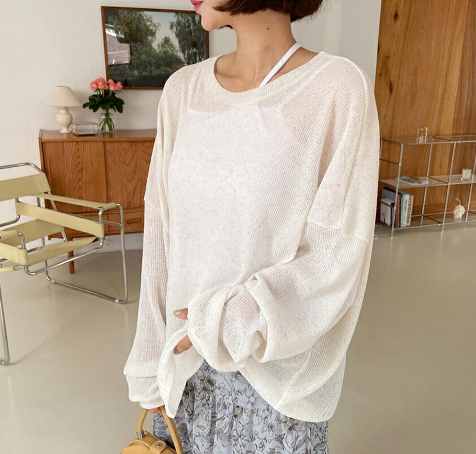 リネン混ルーズTシャツ・全3色・t62457 レディース 【tops】韓国 ファッション トップス Tシャツ 長袖 リネン ラフ ラウンドネック ルーズ ゆったり 体型カーバー 細身 夏 春