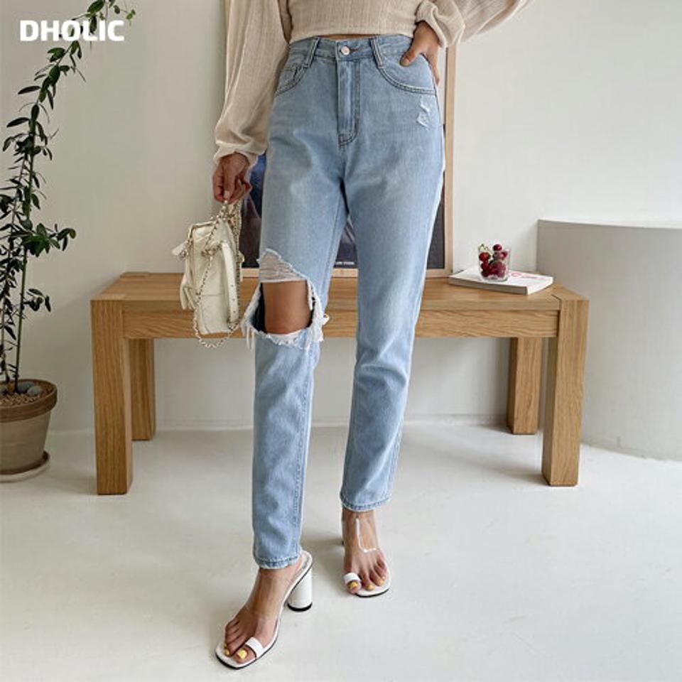 テーパードデニムパンツ・全1色・t62473 レディース 【pt】韓国 ファッション ボトムス ロング ロングパンツ テーパード デニム 足長 大人 10分丈 体型カーバー 細身 ストレート デニムパンツ 夏 春