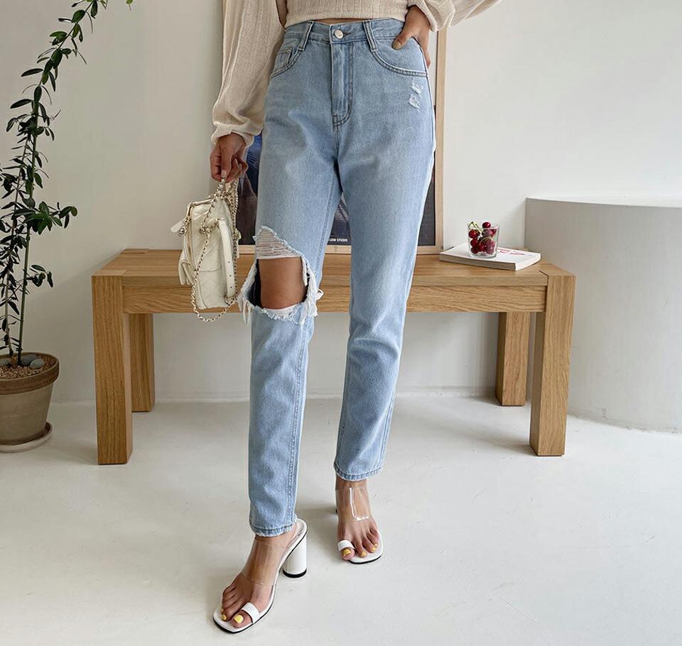 テーパードデニムパンツ・全1色・t62473 レディース 【pt】韓国 ファッション ボトムス ロング ロングパンツ テーパード デニム 足長 大人 10分丈 体型カーバー 細身 ストレート デニムパンツ 夏 春