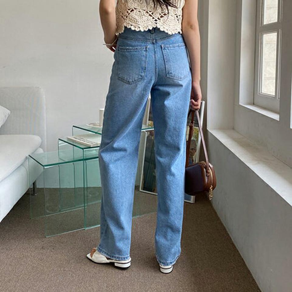 2COLORSダメージデニムパンツ・全2色・t64531 レディース 【pt】韓国 ファッション ボトムス パンツ ロング ロングパンツ ベーシック デニム ストレート ルーズ ゆったり スリム 細身 体型カーバー 足長 春 夏 NIJU