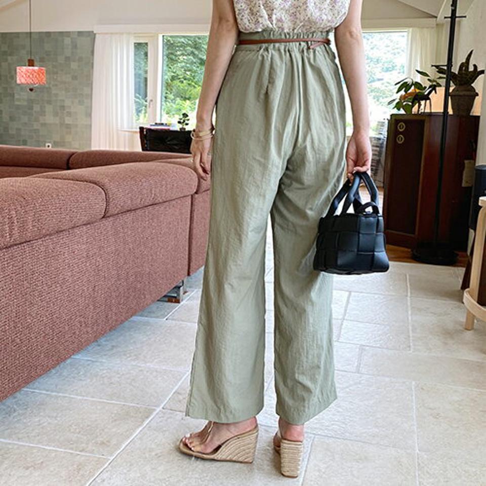 ナイロンワイドパンツ・全5色・t69389 レディース 【pt】パンツ ズボン ロングパンツ ナイロン 単色 無地 シンプル ベーシック カジュアル ワイド ラフ 大人 春 夏 韓国 ファッション ハイホリHIHOLLI