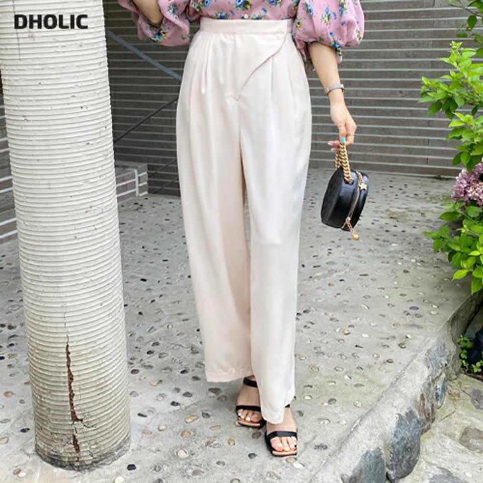 アンバランスウエストパンツ・全2色・t69384 レディース 【pt】パンツ ズボン ロングパンツ アンバランス タック 単色 無地 シンプル カジュアル 大人 ユニーク 春 夏 秋 韓国ファッション ハイホリHIHOLLI